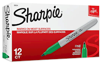 PERMANENT MARKERS, SHARPIE, FINE TIP, GREEN, 12/CT MAIN